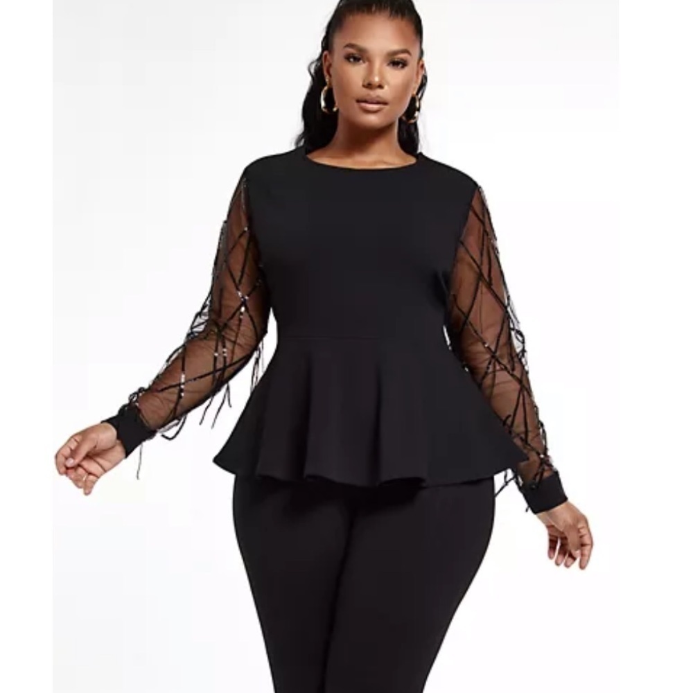 FTF Fashion to Figure peplum sequin top blouse 0 - Picture 2 of 12
